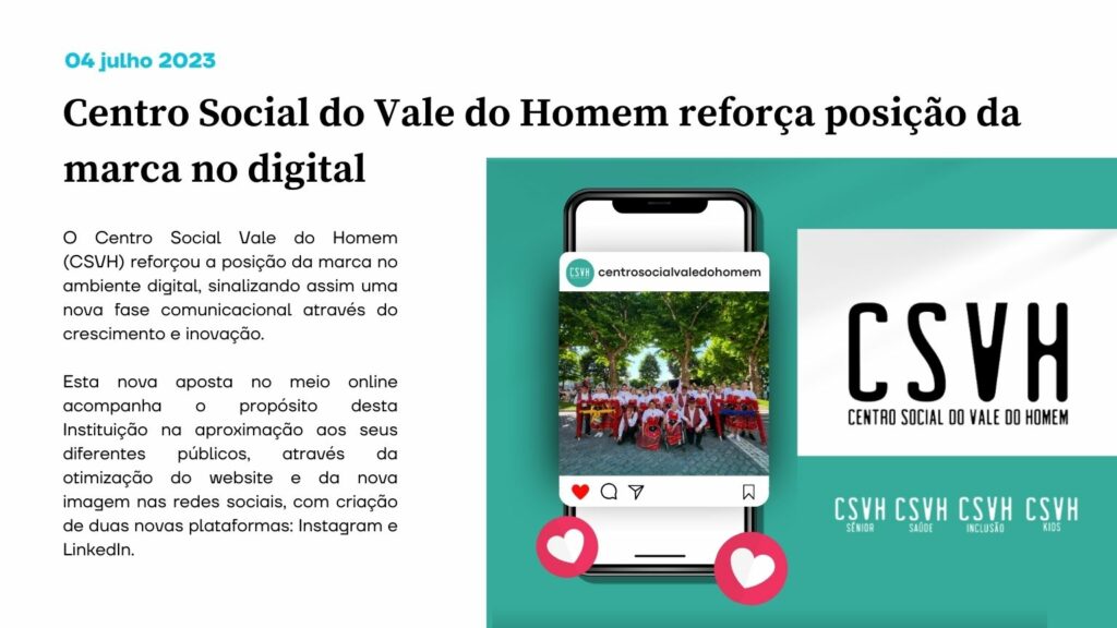 Centro Social do Vale do Homem reforça posição da marca no digital