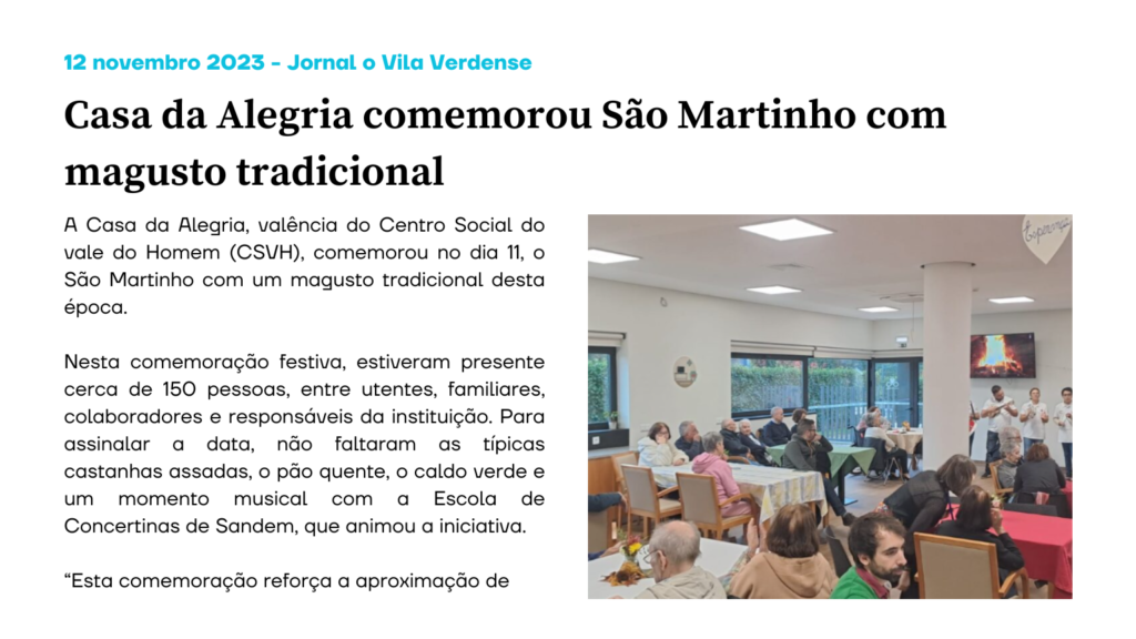 Casa da Alegria comemorou São Martinho com magusto tradicional