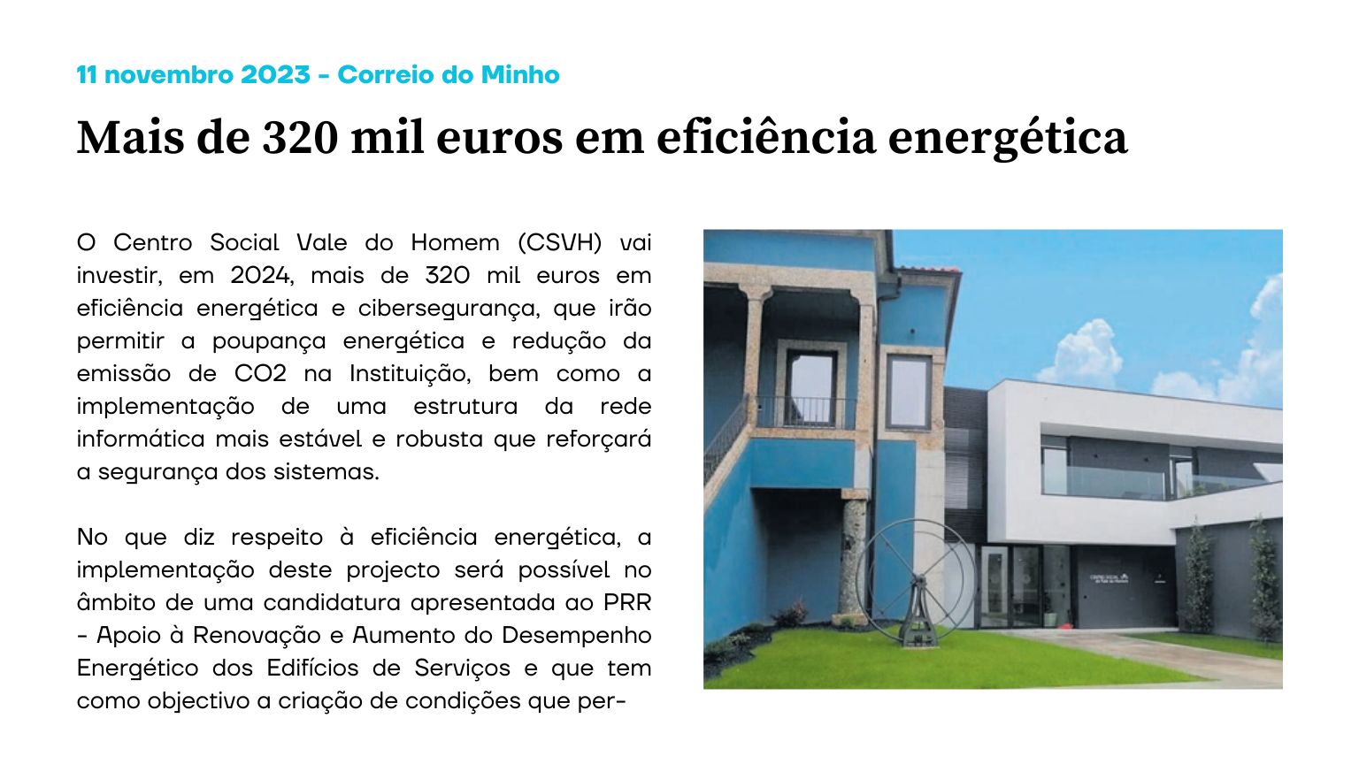 Mais de 320 mil euros em eficiência energética