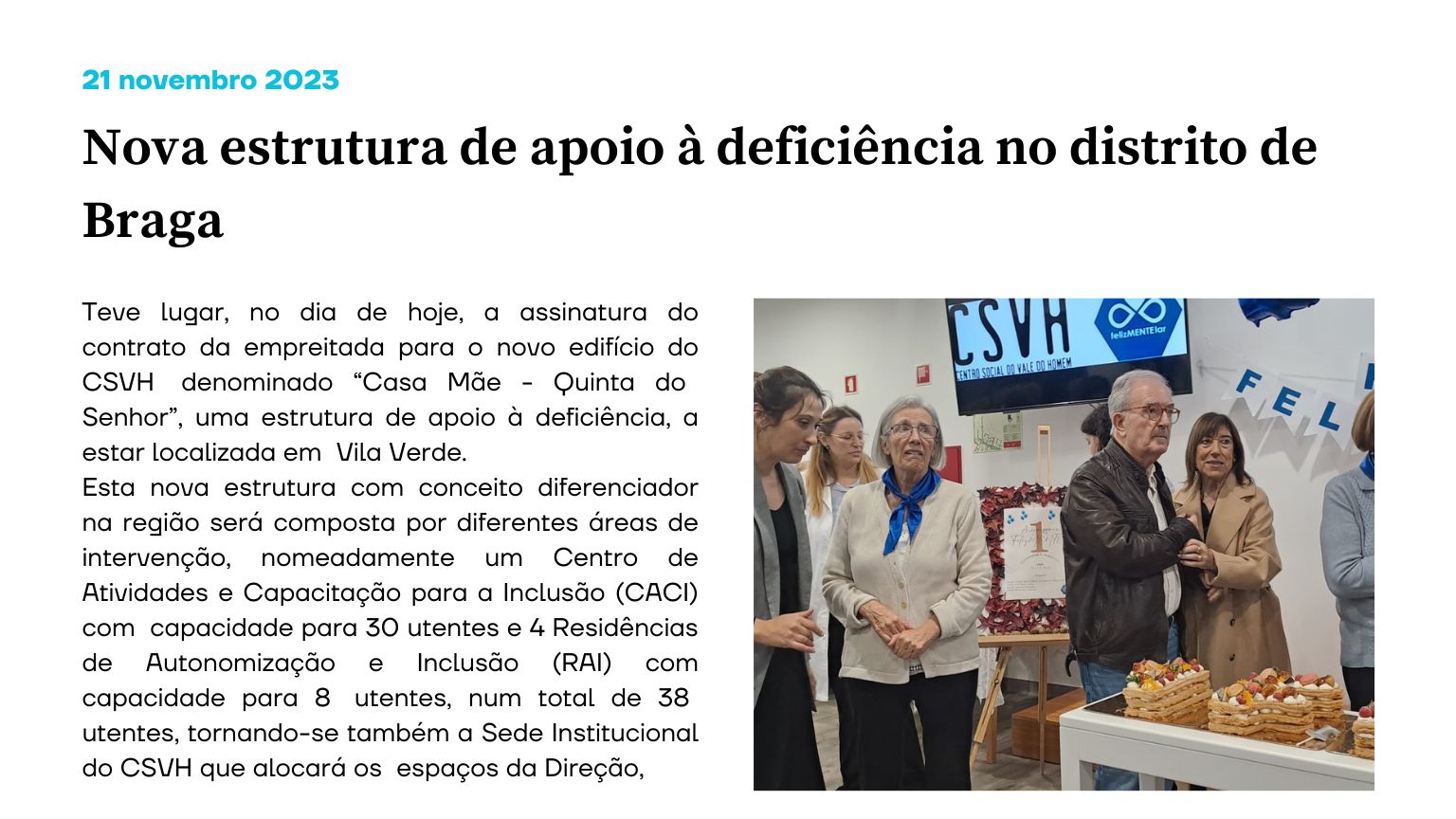 Nova estrutura de apoio à deficiência no distrito de Braga