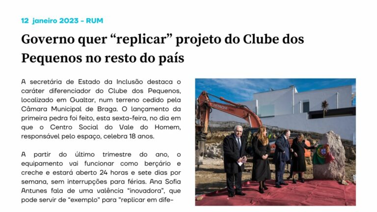 Governo quer “replicar” projeto do Clube dos Pequenos no resto do país